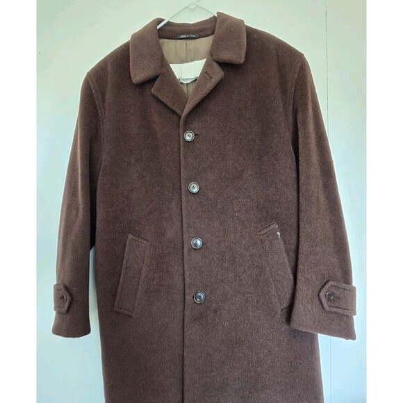 Piacenza Over Coat Mens 48 L Brown Mohair Wool Blend Long Old Money Quiet Luxury - Picture 1 of 10